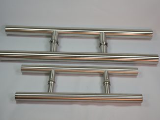 Manijon para puerta blindex de 35 y 50 cm eje 16 cm de acero inoxidable