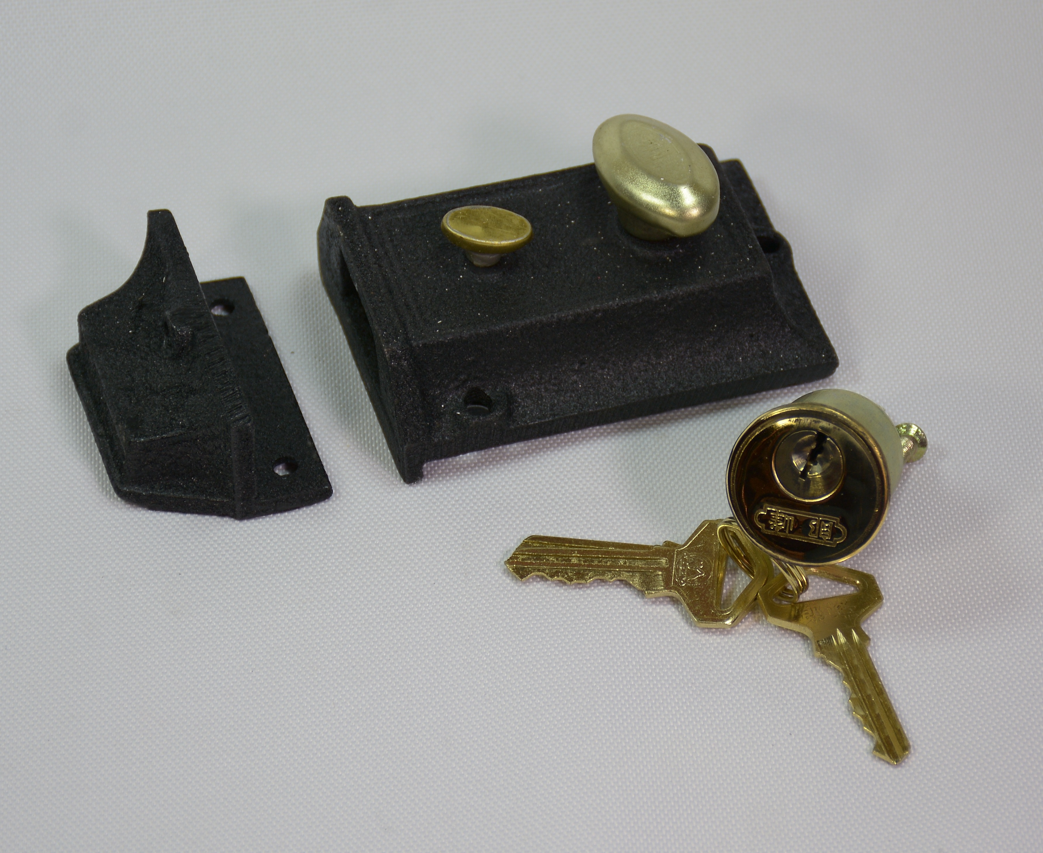 cerrojo de aplicar tipo egret negro de hierro de estilo en dorado con llave